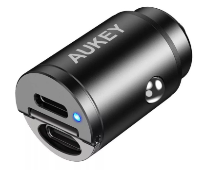 Ładowarka i akumulator AUKEY Ładowarka samochodowa 2x USB-C PD 30W CC-A4 BK
